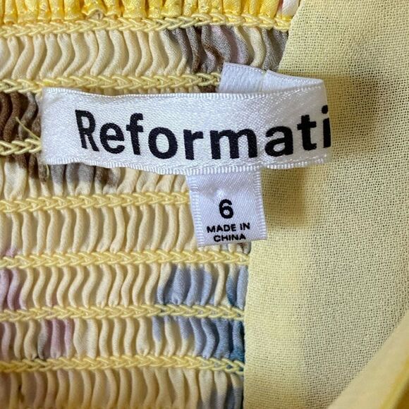 Reformation Genesis Silk Midi Yellow Dress Floral Size 6 - Picture 9 of 9